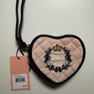 Juicy‎ Couture Pink and Black Quilted Heart Mini Bag​